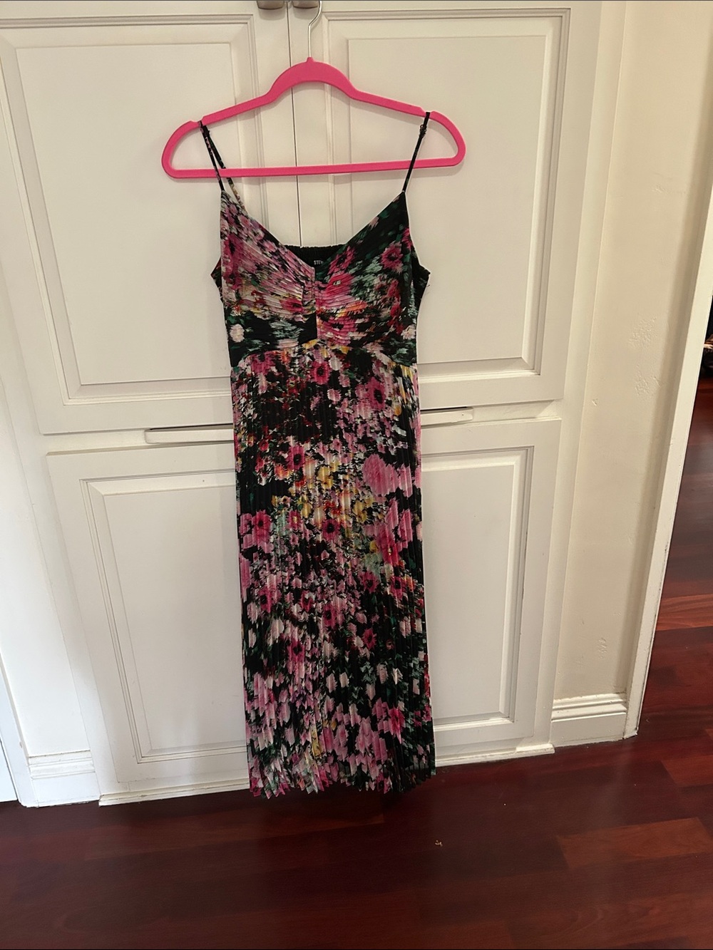 Steve Madden Black Maxi Dress with Pink Floral Print